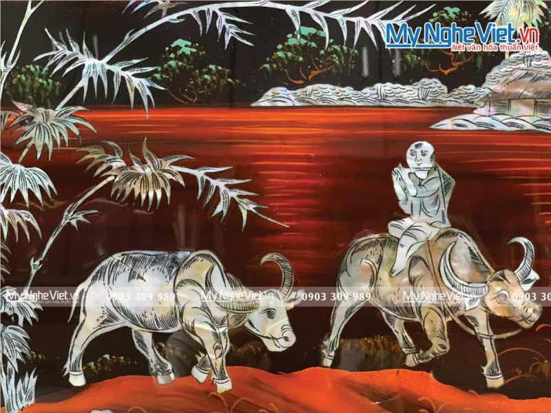 Tranh Sơn Mài Cẩn Ốc Đồng Quê Việt Nam TSM343-1 - Ảnh 2