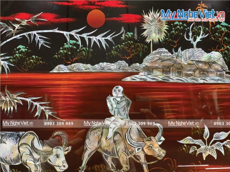 Tranh Sơn Mài Cẩn Ốc Đồng Quê Việt Nam TSM343-1 - Ảnh 3