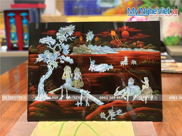 Tranh Sơn Mài Cẩn Ốc Đồng Quê Việt Nam TSM343-1