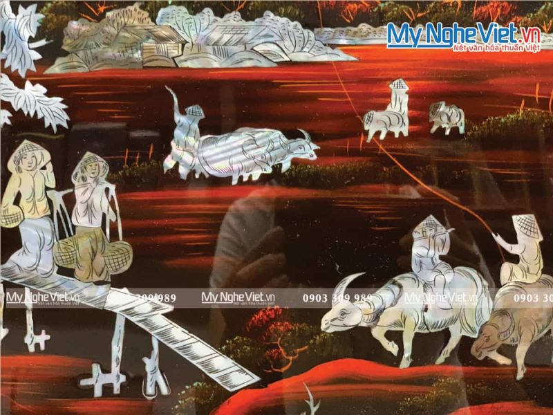 Tranh Sơn Mài Cẩn Ốc Đồng Quê Việt Nam TSM343-1 - Ảnh 2