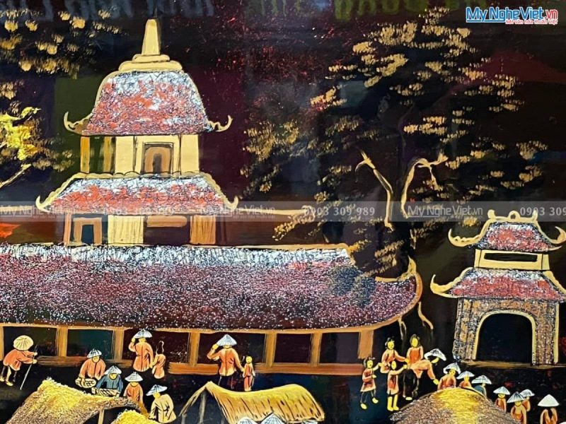 Bộ Tranh Sơn Mài Chợ Quê giả cổ TSMTBL8121 - Ảnh 3