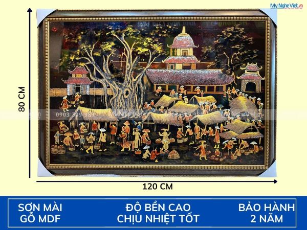Bộ Tranh Sơn Mài Chợ Quê giả cổ TSMTBL8121