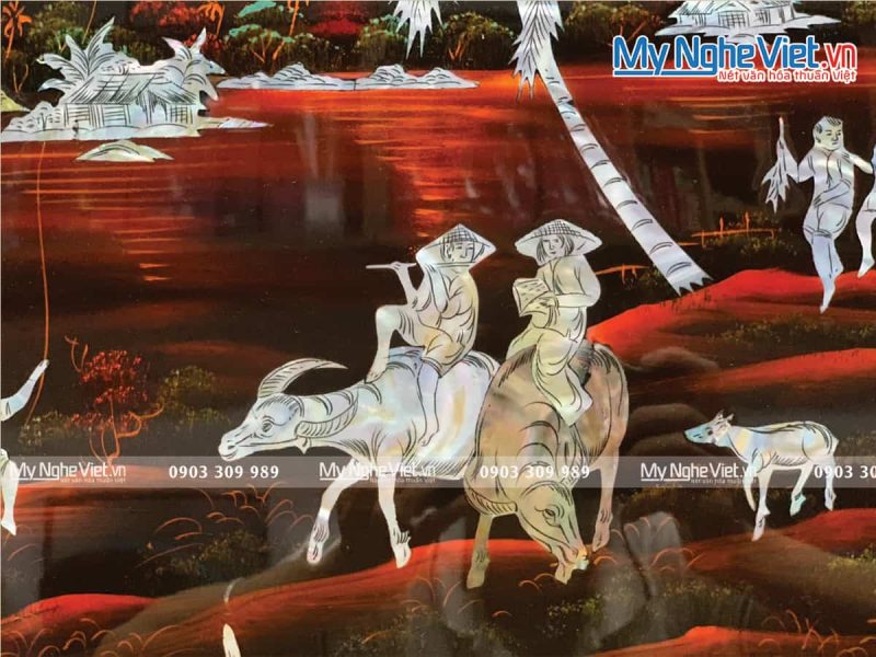 Tranh Sơn Mài Cẩn Ốc Đồng Quê Việt Nam TSM343-1 - Ảnh 2