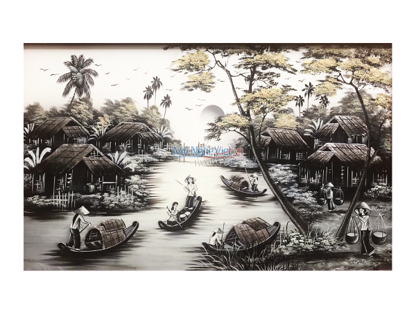 Tranh Sơn Mài Đồng Quê MNV-TSMCV03-2 (HÀNG ĐẶT)