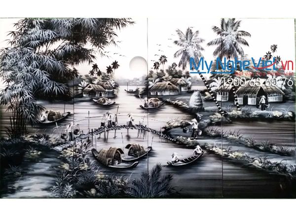 Tranh Cảnh đồng quê khói cao cấp MNV-TSM03-3