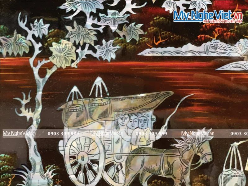 Tranh Sơn Mài Cẩn Ốc Đồng Quê Việt Nam TSM343-1 - Ảnh 3