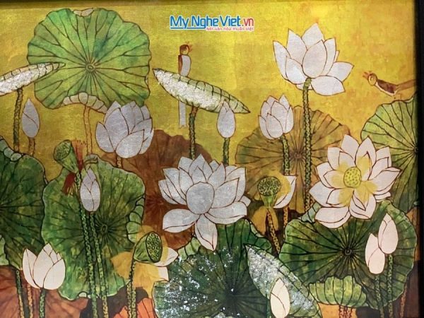 Tranh Sơn Mài Hoa Sen Và Hộp Quà Tặng Cao Cấp