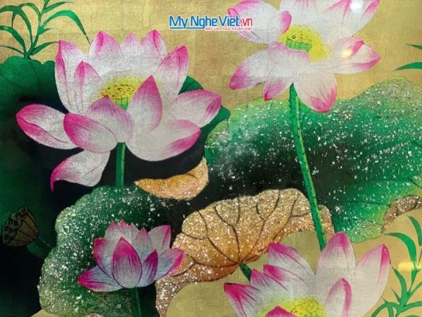 Tranh Sơn Mài Hoa Sen Và Hộp Quà Tặng Cao Cấp