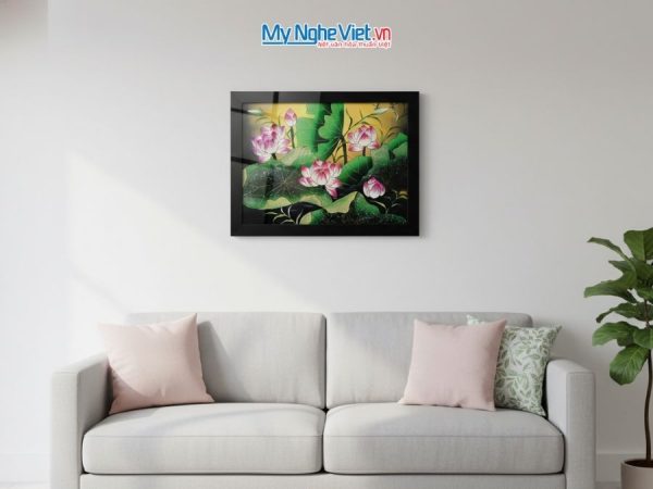 Tranh Sơn Mài Hoa Sen Và Hộp Quà Tặng Cao Cấp