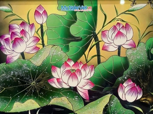 Tranh Sơn Mài Hoa Sen Và Hộp Quà Tặng Cao Cấp