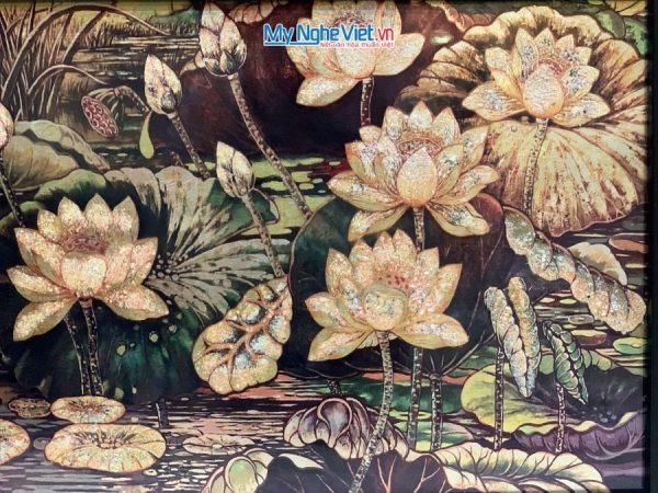 Tranh Sơn Mài Hoa Sen Và Hộp Quà Tặng Cao Cấp