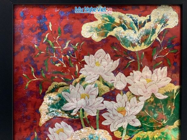 Tranh Sơn Mài Hoa Sen Và Hộp Quà Tặng Cao Cấp