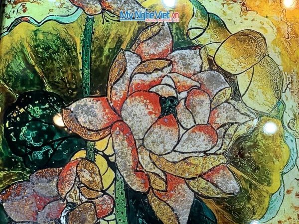 Tranh Sơn Mài Hoa Sen Và Hộp Quà Tặng Cao Cấp