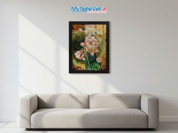 Tranh Sơn Mài Hoa Sen Và Hộp Quà Tặng Cao Cấp