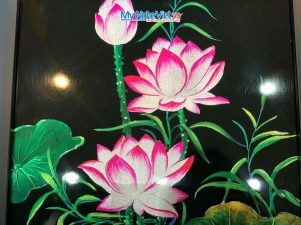 Tranh Sơn Mài Hoa Sen Và Hộp Quà Tặng Cao Cấp