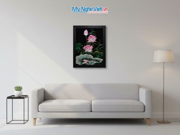 Tranh Sơn Mài Hoa Sen Và Hộp Quà Tặng Cao Cấp