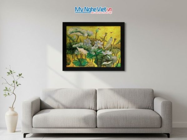 Tranh Sơn Mài Hoa Sen Và Hộp Quà Tặng Cao Cấp