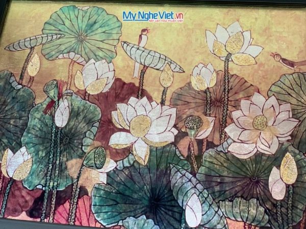 Tranh Sơn Mài Hoa Sen Và Hộp Quà Tặng Cao Cấp