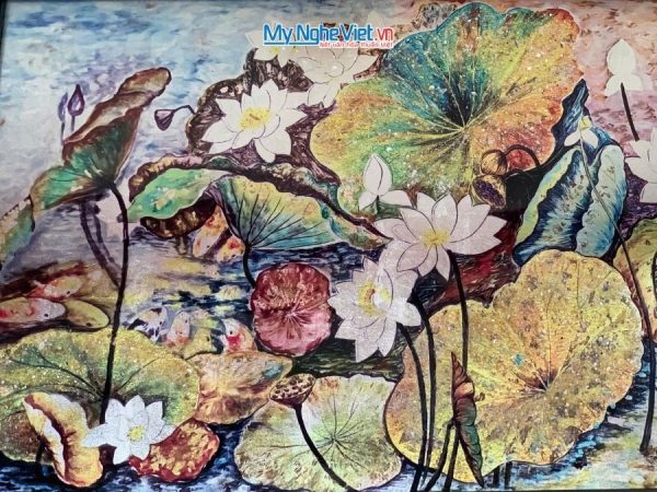 Tranh Sơn Mài Hoa Sen Và Hộp Quà Tặng Cao Cấp