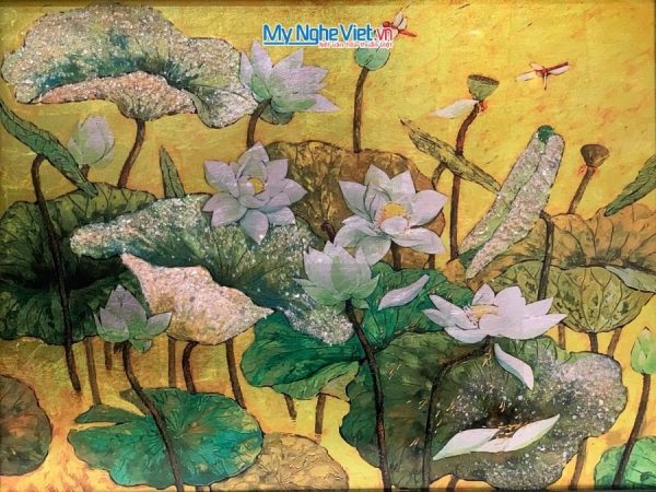 Tranh Sơn Mài Hoa Sen Và Hộp Quà Tặng Cao Cấp