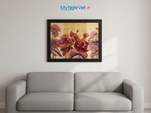 Tranh Sơn Mài Hoa Sen Và Hộp Quà Tặng Cao Cấp