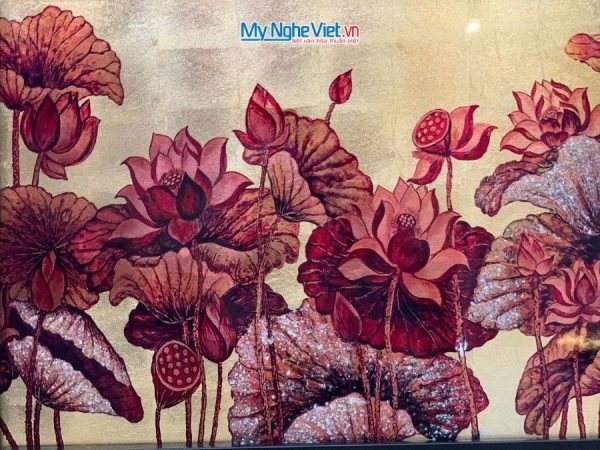 Tranh Sơn Mài Hoa Sen Và Hộp Quà Tặng Cao Cấp