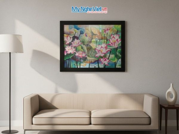 Tranh Sơn Mài Đầm Sen Và Hộp Quà Tặng Cao Cấp