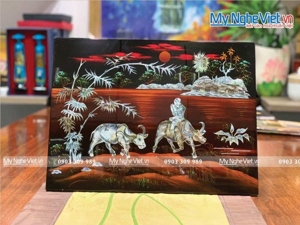 Tranh Sơn Mài Cẩn Ốc Đồng Quê Việt Nam TSM343-1