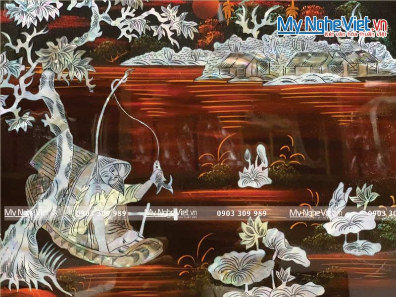 Tranh Sơn Mài Cẩn Ốc Đồng Quê Việt Nam TSM343-1 - Ảnh 3