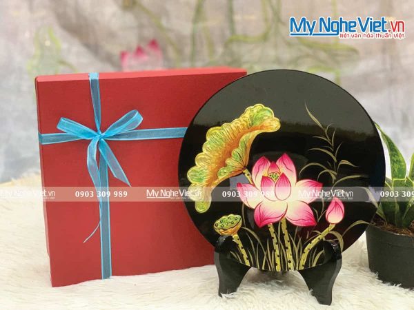 Tranh Đĩa Sơn Mài Hoa Sen TD25