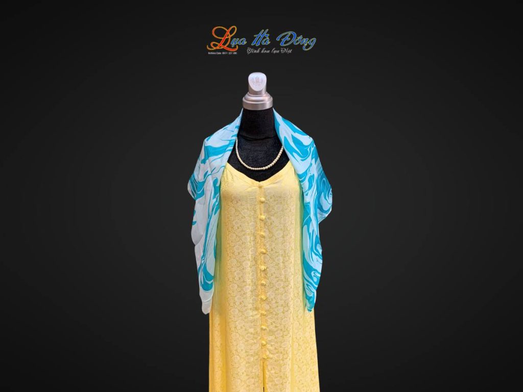 Khăn Lụa Vuông Tơ Tằm Vẽ Thủy Ấn