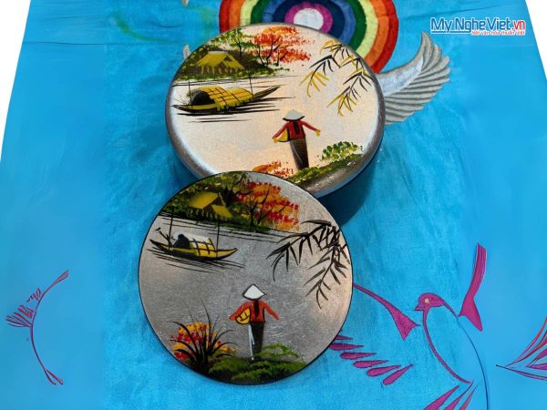 Đế Lót Ly tròn Đồng quê màu bạc