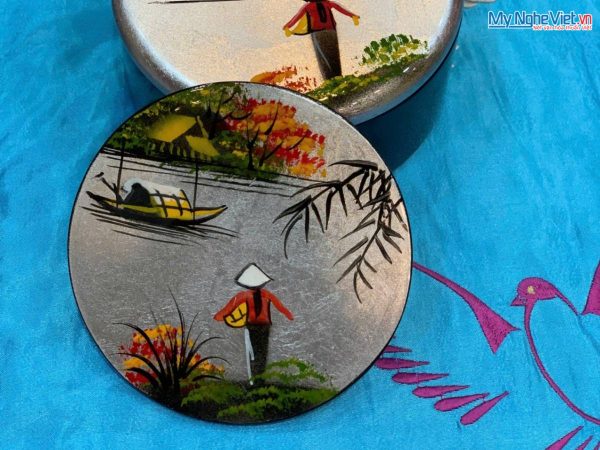 Đế Lót Ly tròn Đồng quê màu bạc