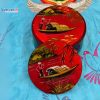 Đế Lót Ly tròn Đồng quê màu đỏ