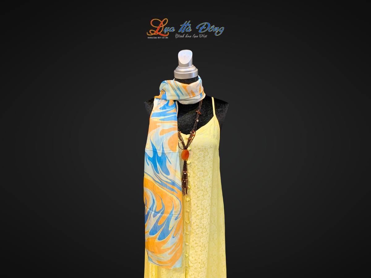 Khăn Lụa Tơ Tằm Vẽ Thủy Ấn