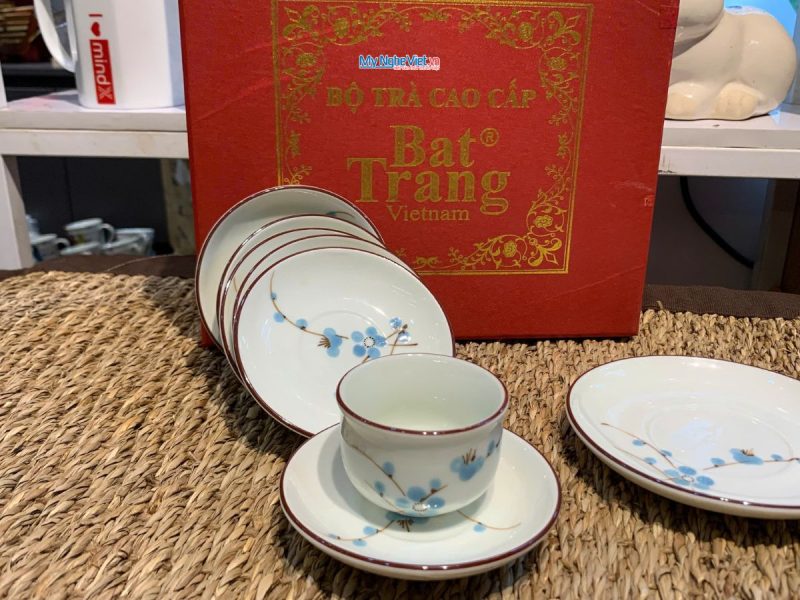 Bình trà Bát Tràng men kem vẽ đào xanh MNV-HBT1223.5 - Ảnh 5