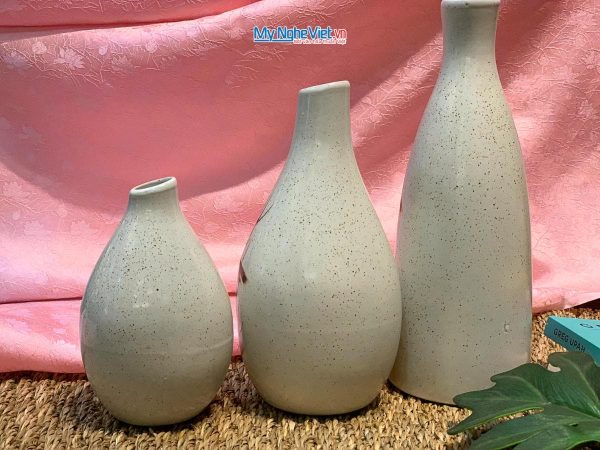 Bộ 3 lọ hoa gốm men tấm chim trúc Bát Tràng