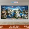 Tranh bộ công gà chim két nền xanh