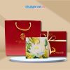 Đế Lót Ly sơn mài vuông hoa sen trắng nền trắng & Hộp quà tặng cao cấp