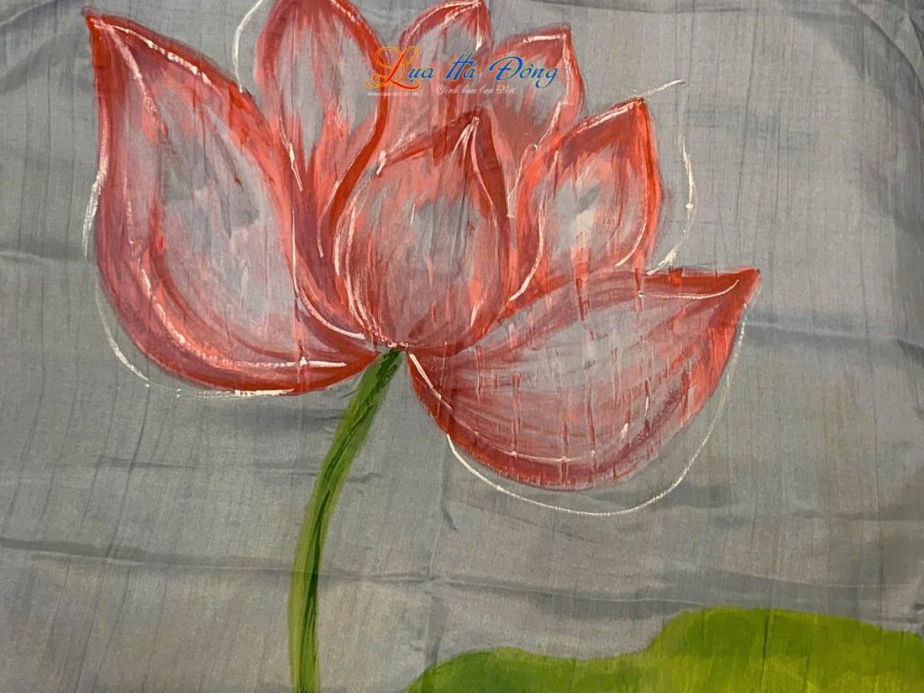 Khăn lụa tơ tằm vẽ tay hoa sen