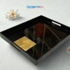 Khay sơn mài dát vàng lá cây nền đen