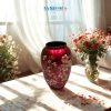 Lọ hoa sơn mài hoa đào đắp nổi phù điêu