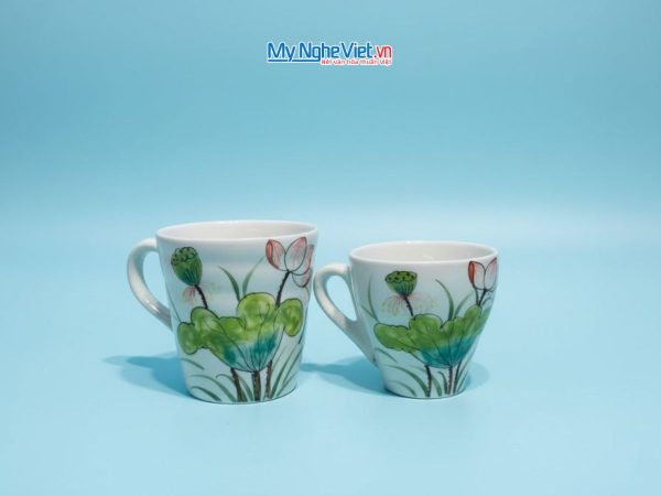 Ly sứ lớn vẽ sen - cá đỏ