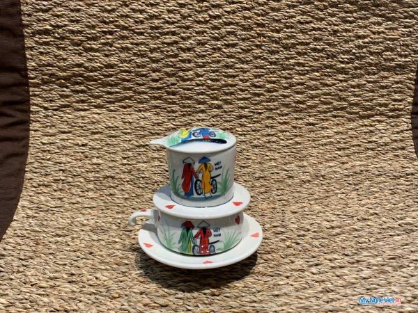 Phin cà phê thấp vẽ 2 cô gái CFVH004.4-1