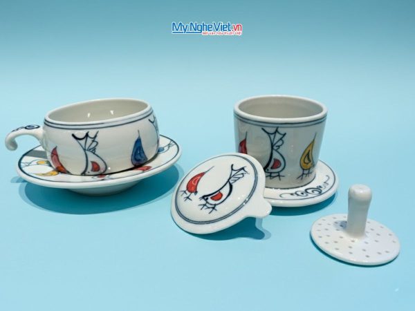 Phin cà phê thấp vẽ chim bồ câu CFVH004.5