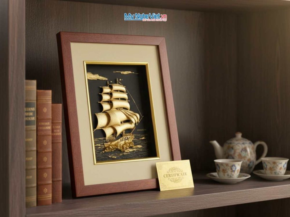Tranh Đồng Thuận Buồm Xuôi Gió Dát Vàng 24K TD239-1