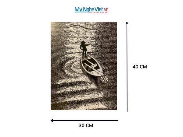 Tranh sơn mài đồng quê cẩn vỏ trứng