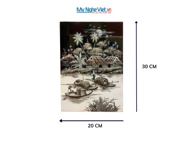 Tranh Sơn Mài Đồng Quê đen trắng