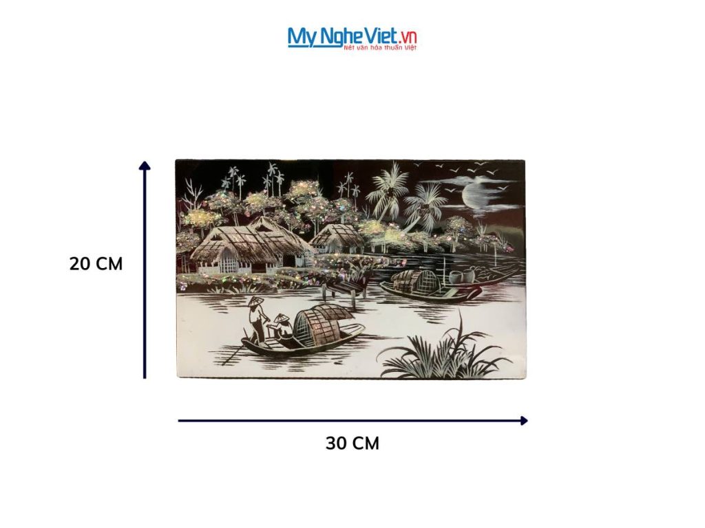Tranh Sơn Mài Đồng Quê đen trắng
