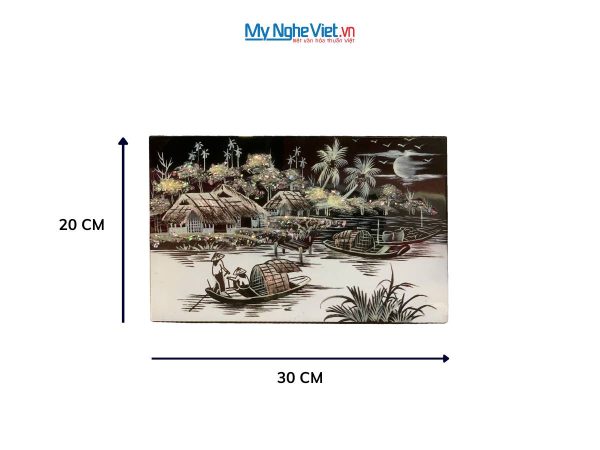 Tranh Sơn Mài Đồng Quê đen trắng